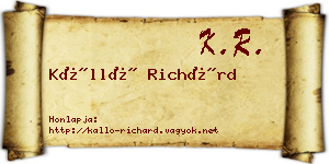 Kálló Richárd névjegykártya